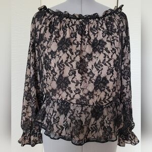 Adrianna Papell Lace Long Sleeve Top Size XL